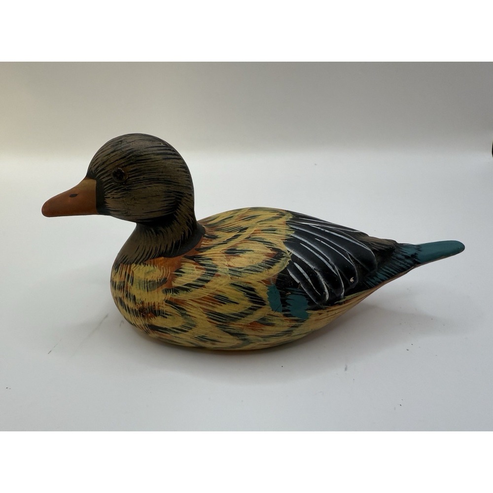 Hand-Painted Ceramic Duck Figurine – Folk Art Style